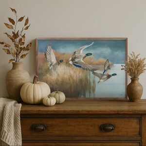 Rustic Duck Wall Art with Wooden Frame